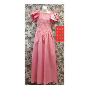 Vintage Pink Prom dress sz 7 lace #111